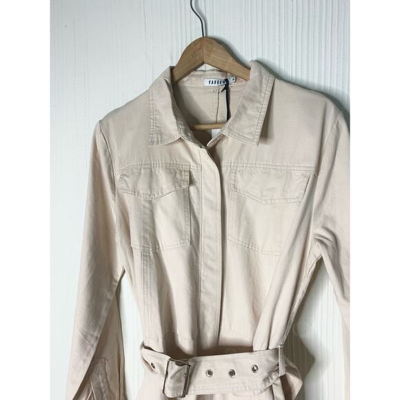 FARROW Ecru Cream Long Sleeve Twill Belted Long Sleeve Cotton Jumpsuit US SMALL - Picture 16 of 16